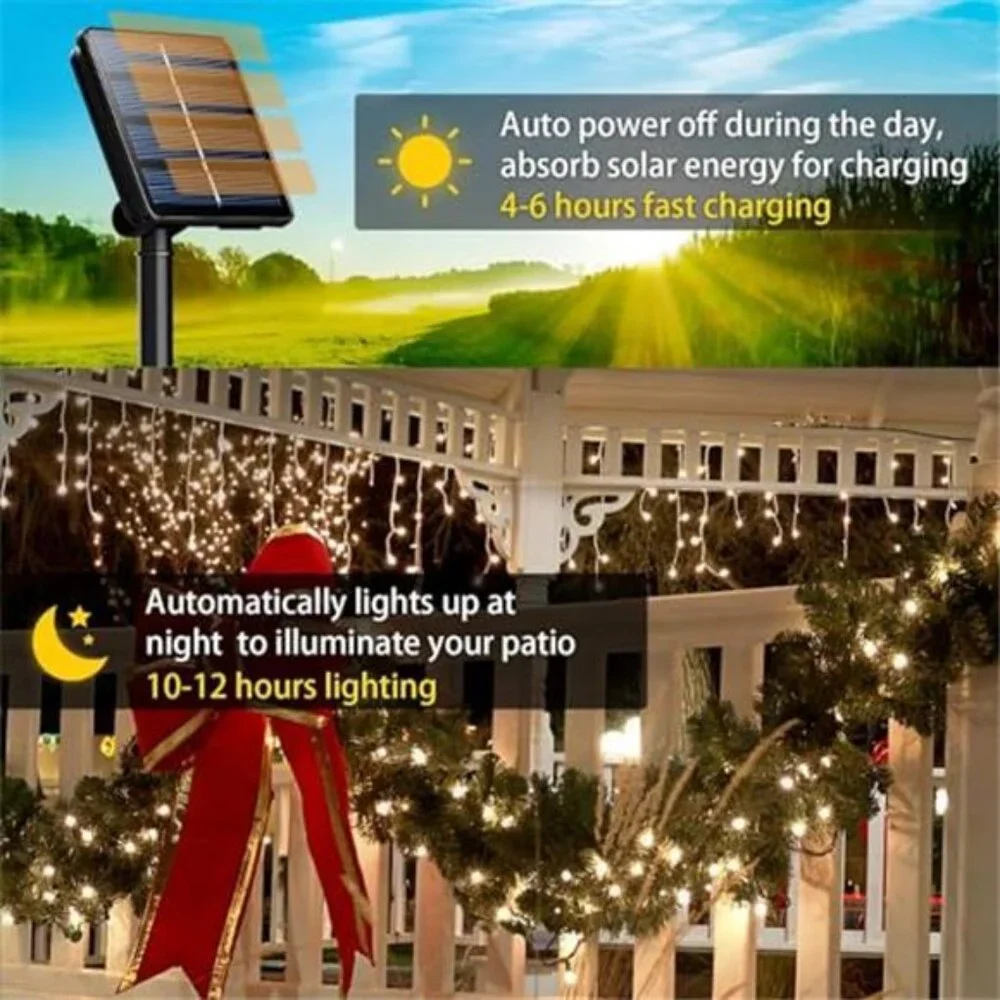 6 Pack 600 LED Solar String Lights 236FT Waterproof Outdoor Warm White